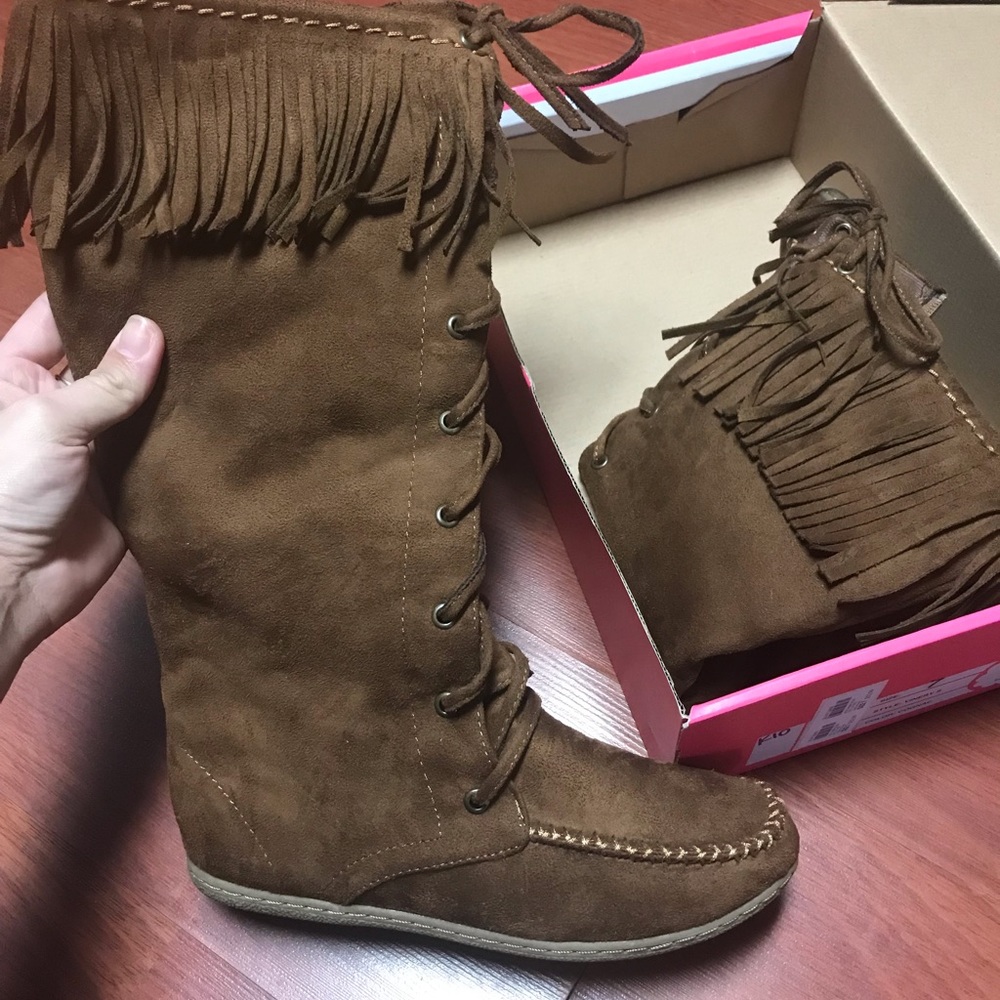 Cognac Fringe Boots